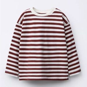Zara Kids Maroon & White Striped Long Sleeve Tee